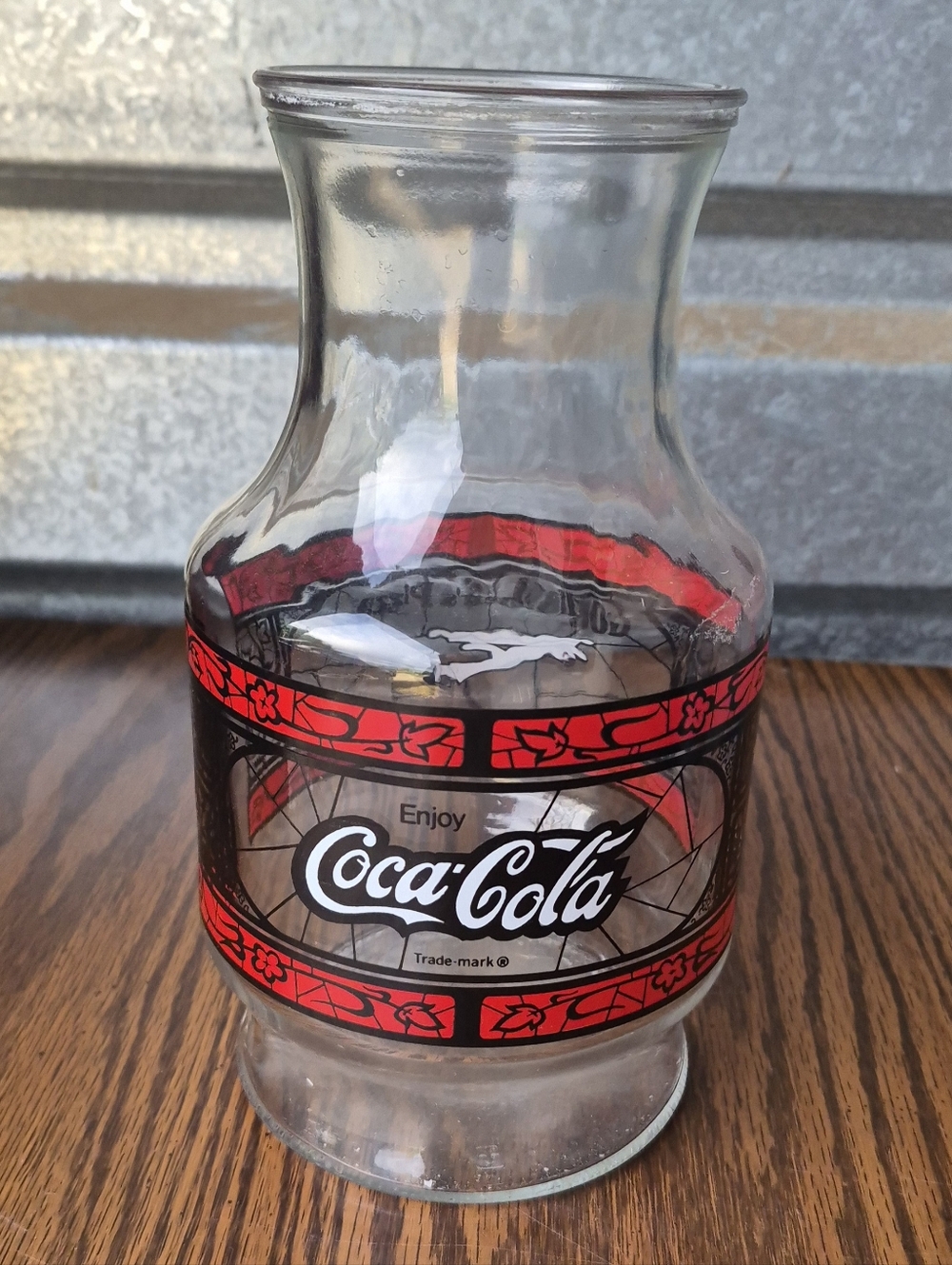 VTG 70's Coca Cola Godfathers Pizza Glass Jar Carafe Bottle Pitcher Coke